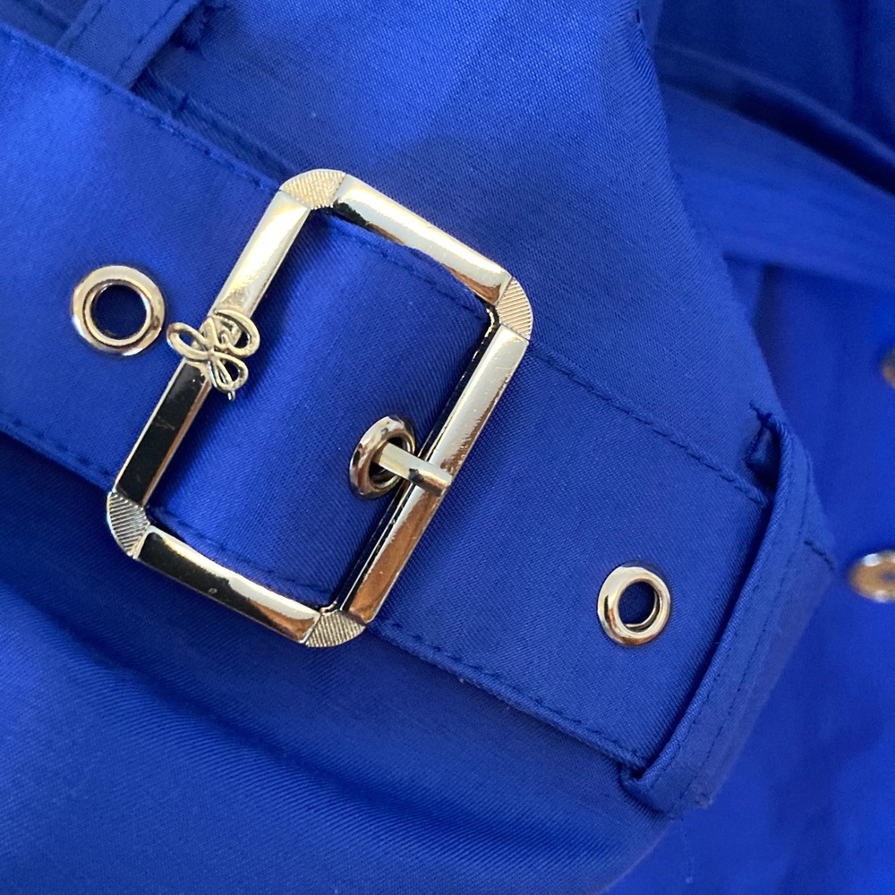 Sam Edelman Royal Blue Trench Coat with Studded Collar - Picture 6 of 13